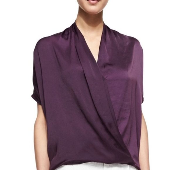 Vince Short Sleeve Wrap Blouse in Black - Picture 4 of 6